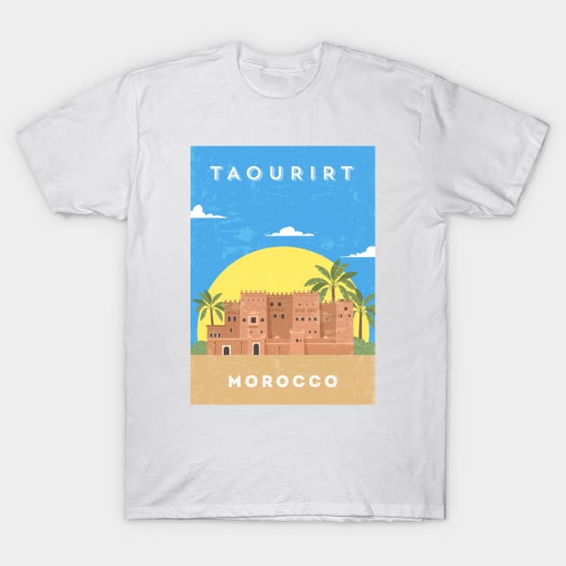 Taourirt, Morocco - Retro travel minimalist poster T-Shirt by GreekTavern